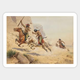 Native American Warriors - Vintage Western American Art Sticker